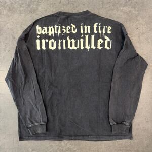 Vintage Y2k Ironwilled Baptized In Fire Black Longsleeve Streetwear L NWT